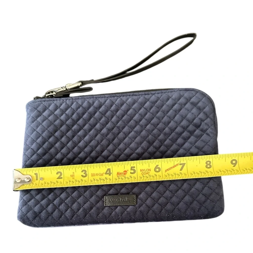 Vera Bradley Iconic Velvet Quilted Wristlet Navy Blue 8.75” X 6” Removab…